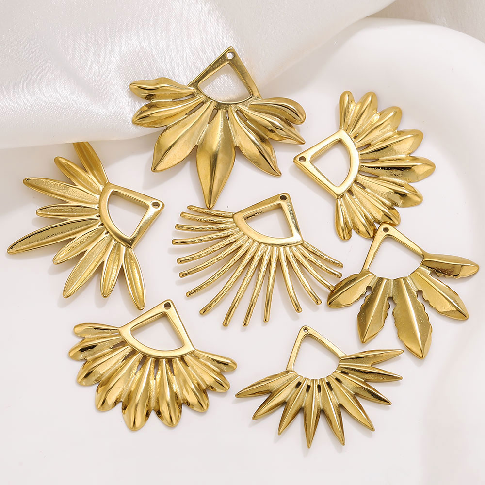 Ethnic Fashion Jewellery - 2 adet Paslanmaz Çelik Fan Şeklinde