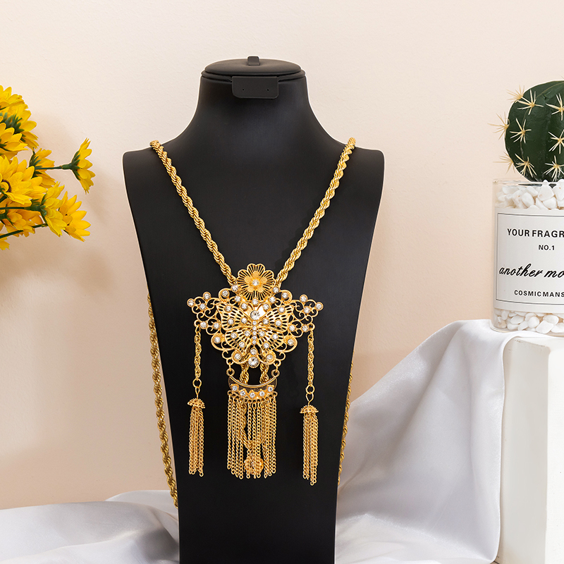 Ethnic Fashion Jewellery - Vintage Hollow Rhinestone Kelebek Kolye Kolye