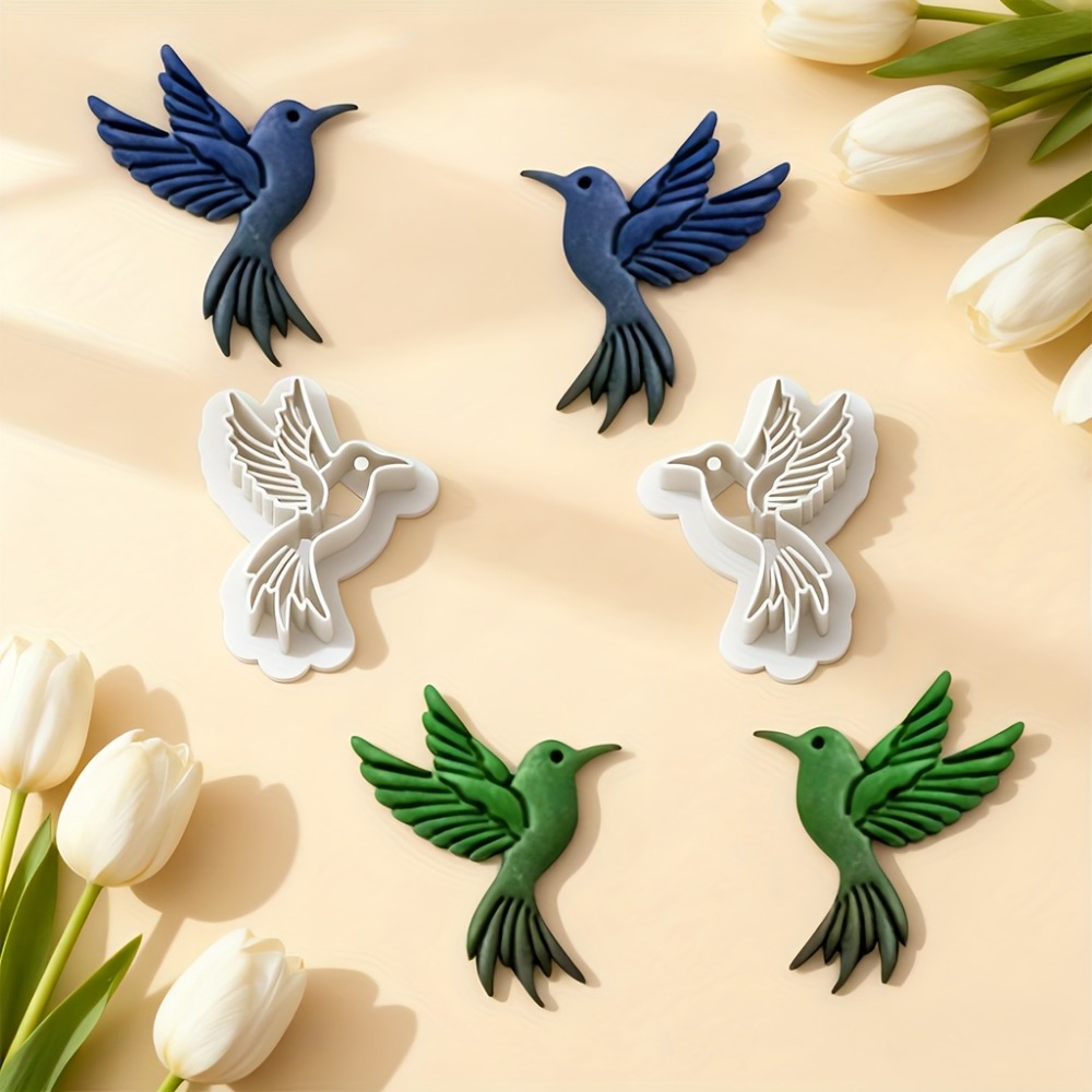 Ethnic Fashion Jewellery - 2 adet uçan sinek kuşu polimer