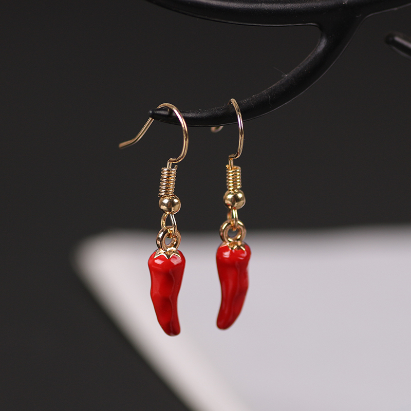 Ethnic Fashion Sale - Sevimli kırmızı biber küpe Pendientes kadın