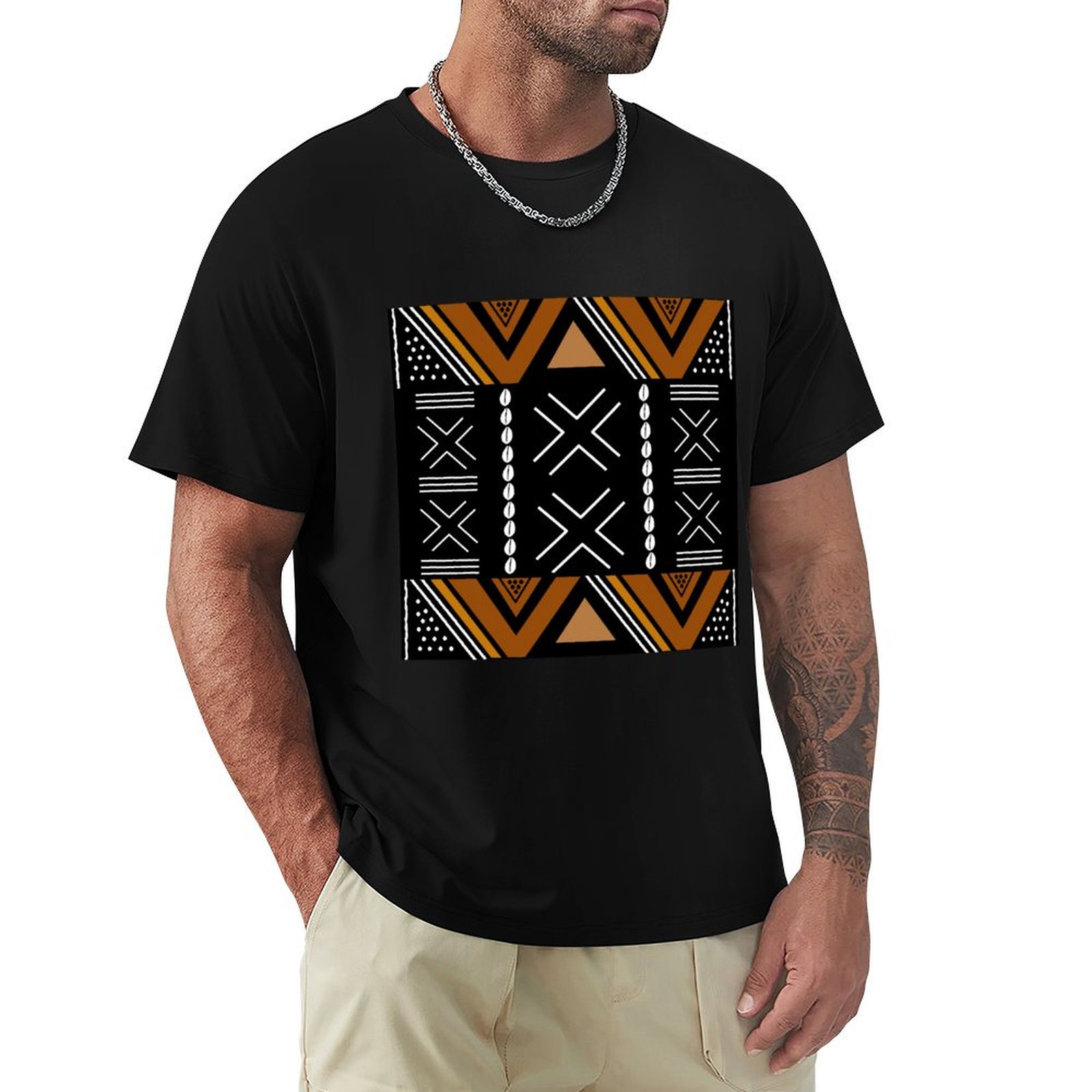 Mudcloth Print Top - Afrika Çamur Kumaşı Bogolan Desenli Tişört