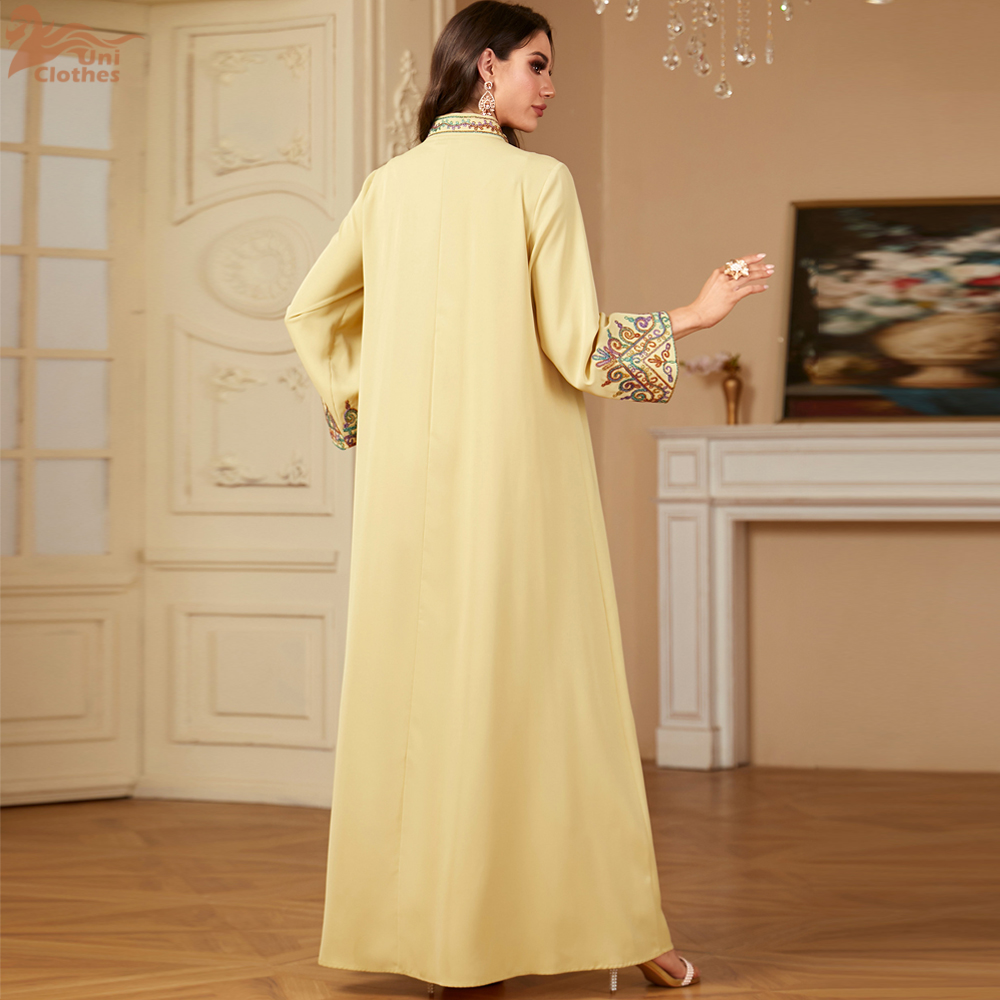 Uni Nakışlı V Yaka Uzun Elbise - Ethnic Fashion Dubai incelemesi ve fiyatı